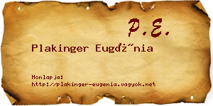 Plakinger Eugénia névjegykártya
